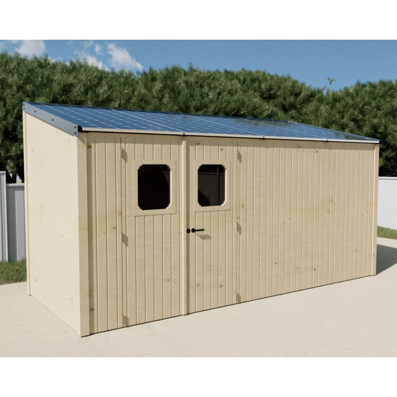 Casetta da giardino in legno 186x463 cm con fotovoltaico 2kW Pareti 19 mm  4 pannelli fotovoltaici  LB1946.02TH Foresta