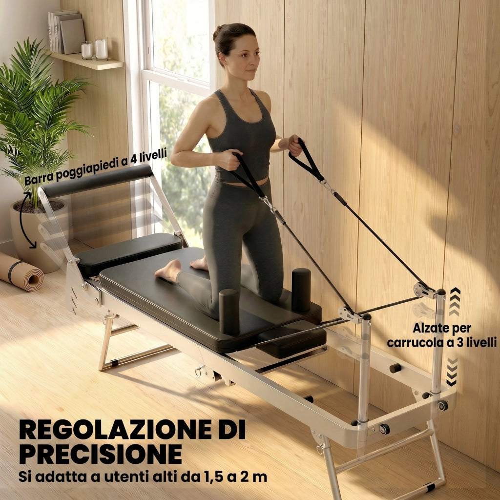 Letto Pilates Pieghevole con Elastici ¨C Zephmum ¨C Grigio