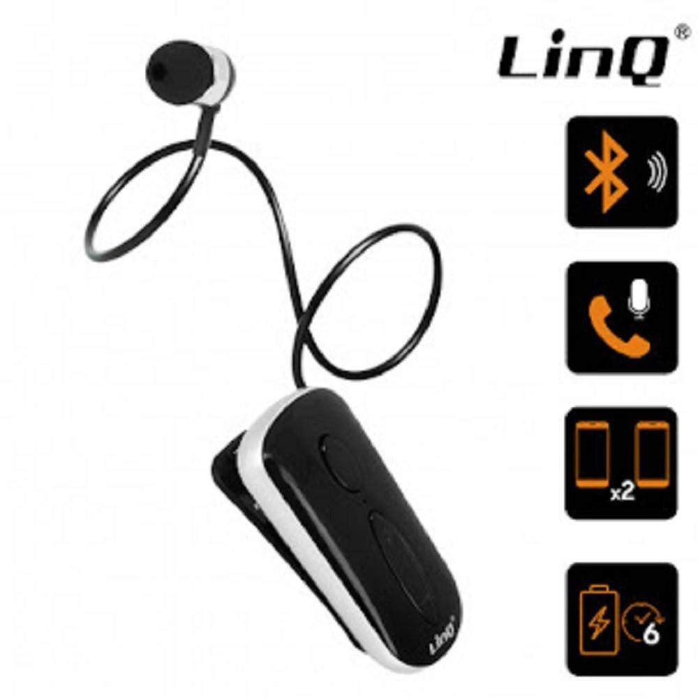 Trade Shop - Mono Auricolare Stereo Bluetooth Con Clip-on Retrattile Associa 2 Cellulari K36 -