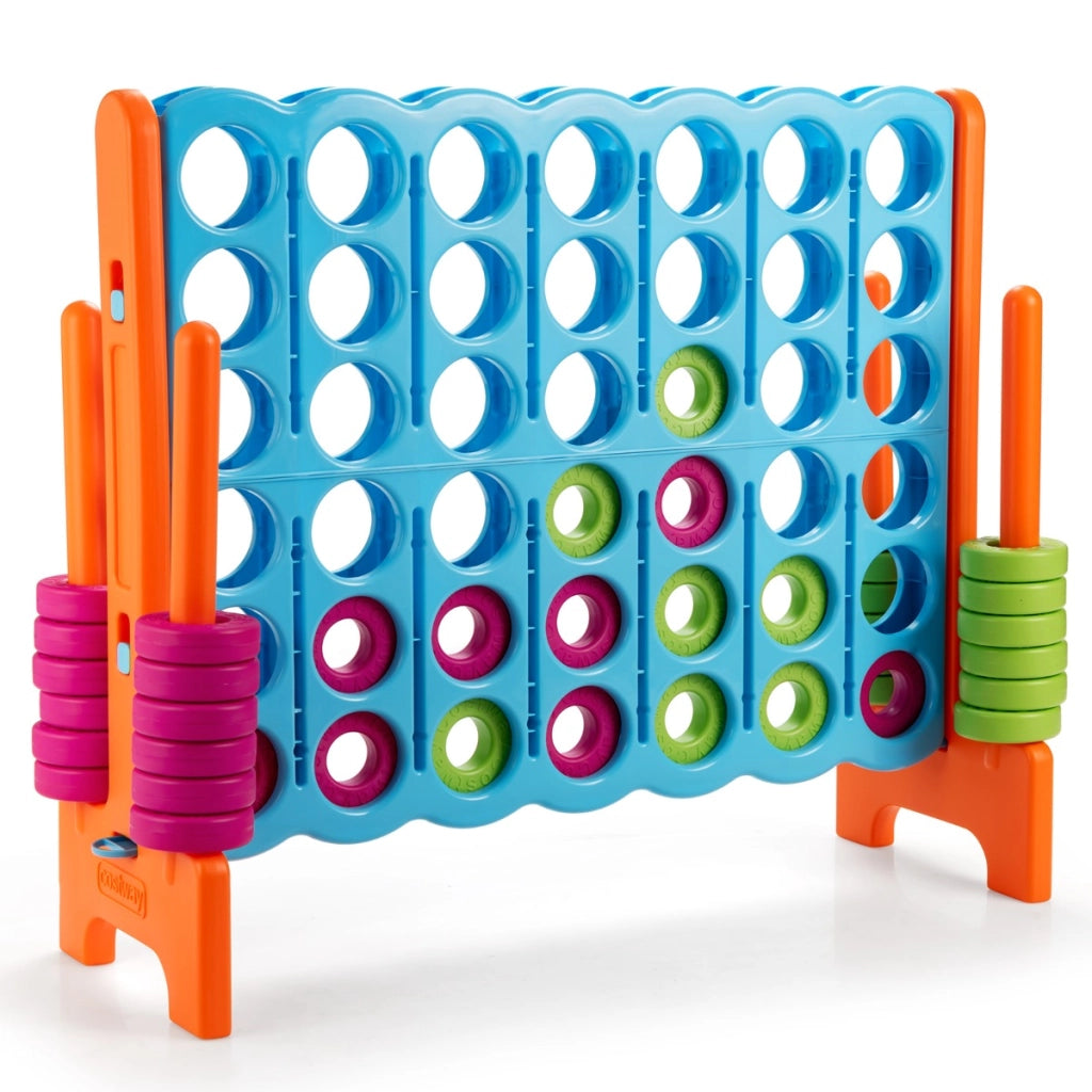 Forza 4 gigante 104cm per bambini e adulti, Gioco da interno ed esterno con 42 pedine e barra Blu e arancione-Giochi esterni