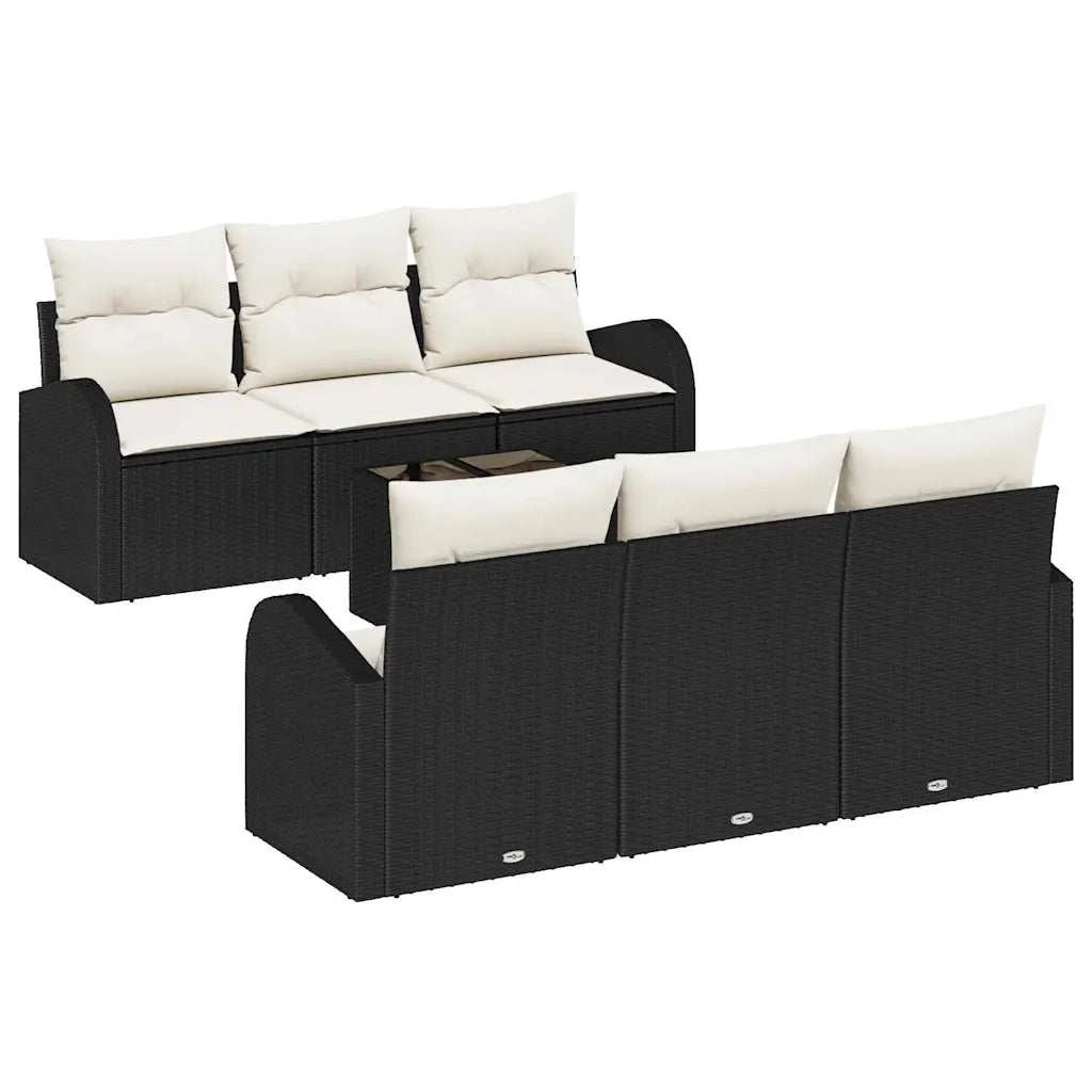 Set Divano da Giardino Nero 55 x 55 x 37 cm polyrattan