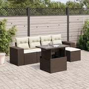 Set Divano da Giardino 6 pz con Cuscini Marrone in Polyrattan 3269133