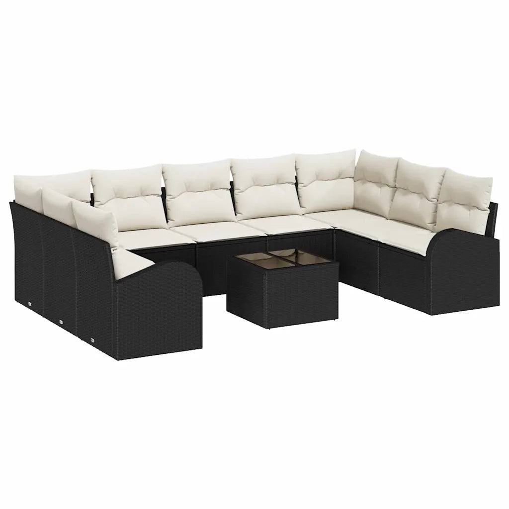 Set di divani con cuscino 10 pcs Nero Rattan in Polipropilene 3346207