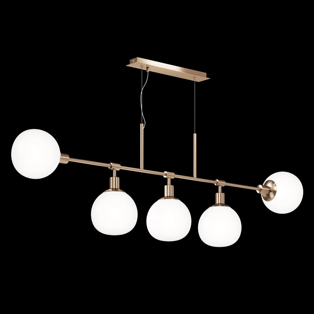 Maytoni Lampadario Sospensione Erich 5 luci E14 oro rosa metallo diffusore vetro