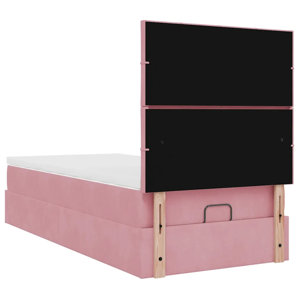 Struttura Letto Pouf con Materassi Rosa 80x200 cm Velluto 3314287