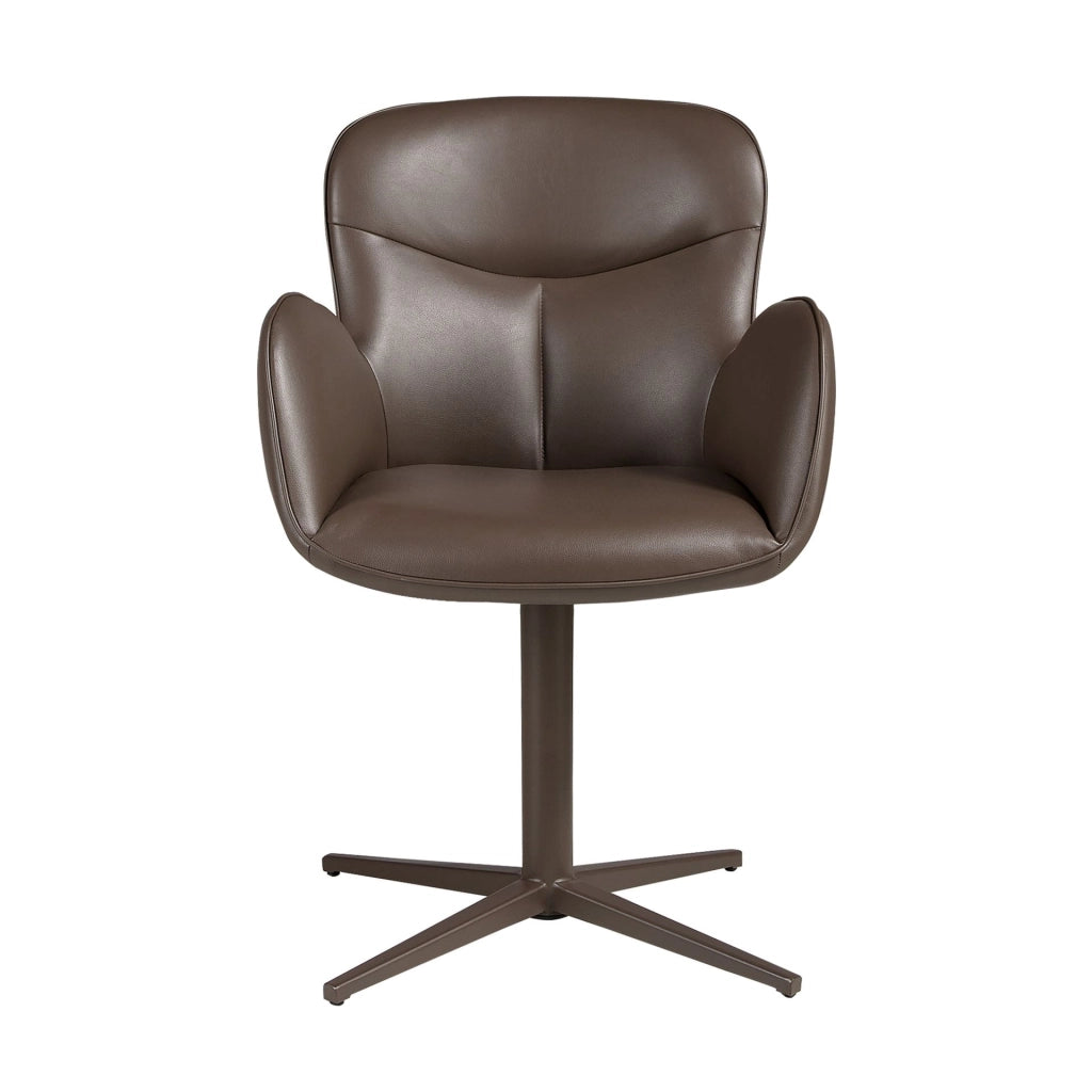 Sedia girevole in similpelle color marrone cioccolato