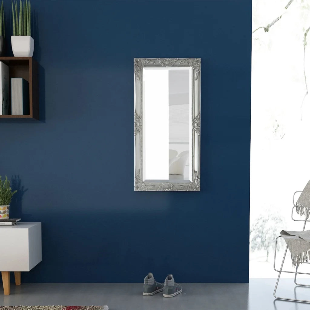 Specchio da Parete | Specchio decorativo Stile Barocco 100x50 cm Argento