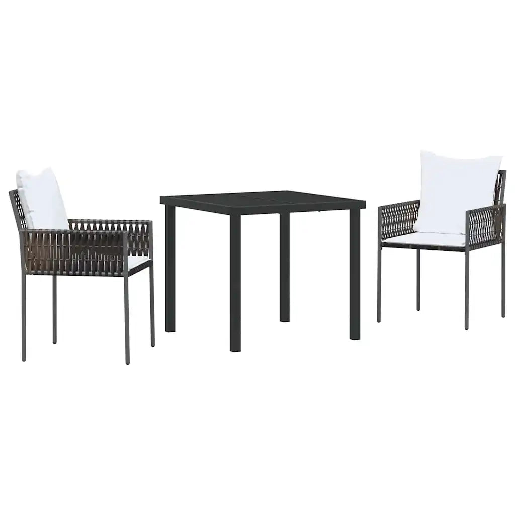 Set da Pranzo per Giardino 3 pcs Marrone e Nero Rattan in PE 3379093