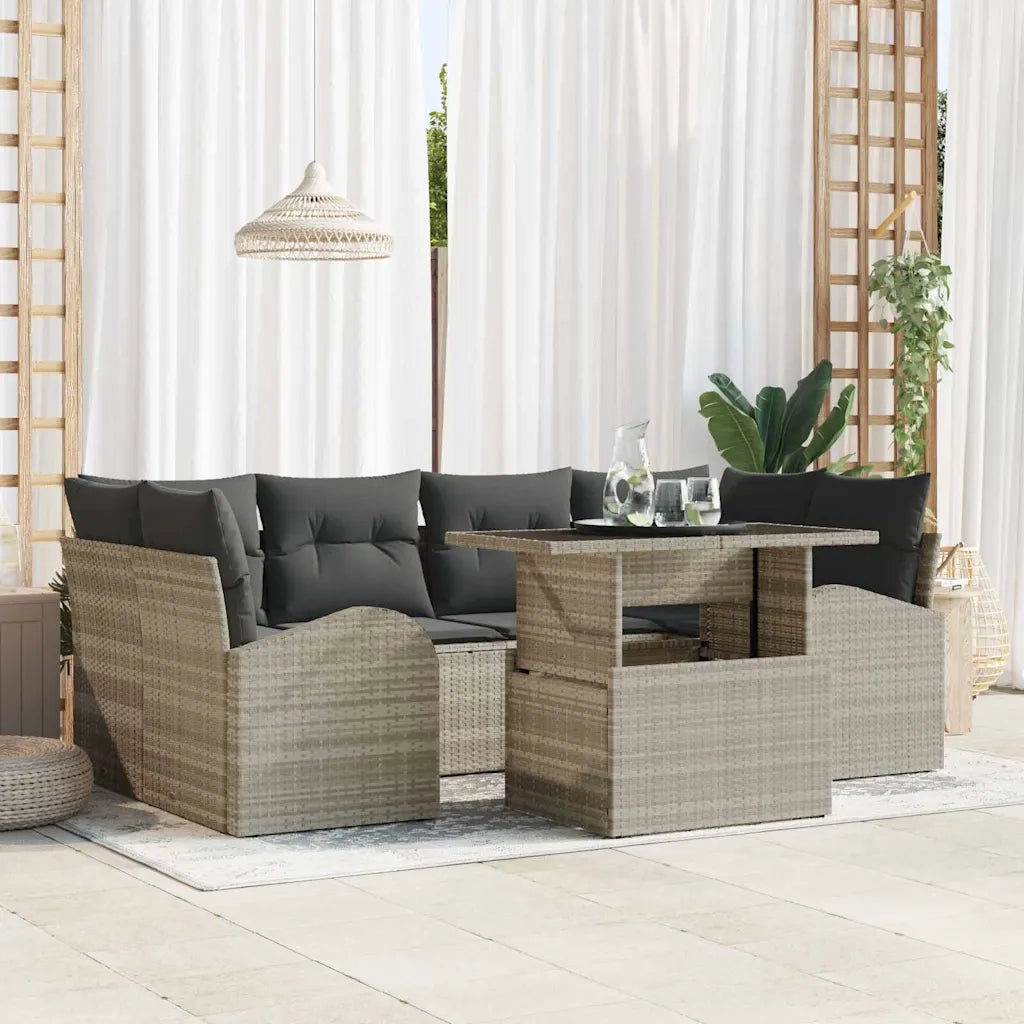 Set Divano da Giardino con cuscino 7 pcs Grigio chiaro 3357315
