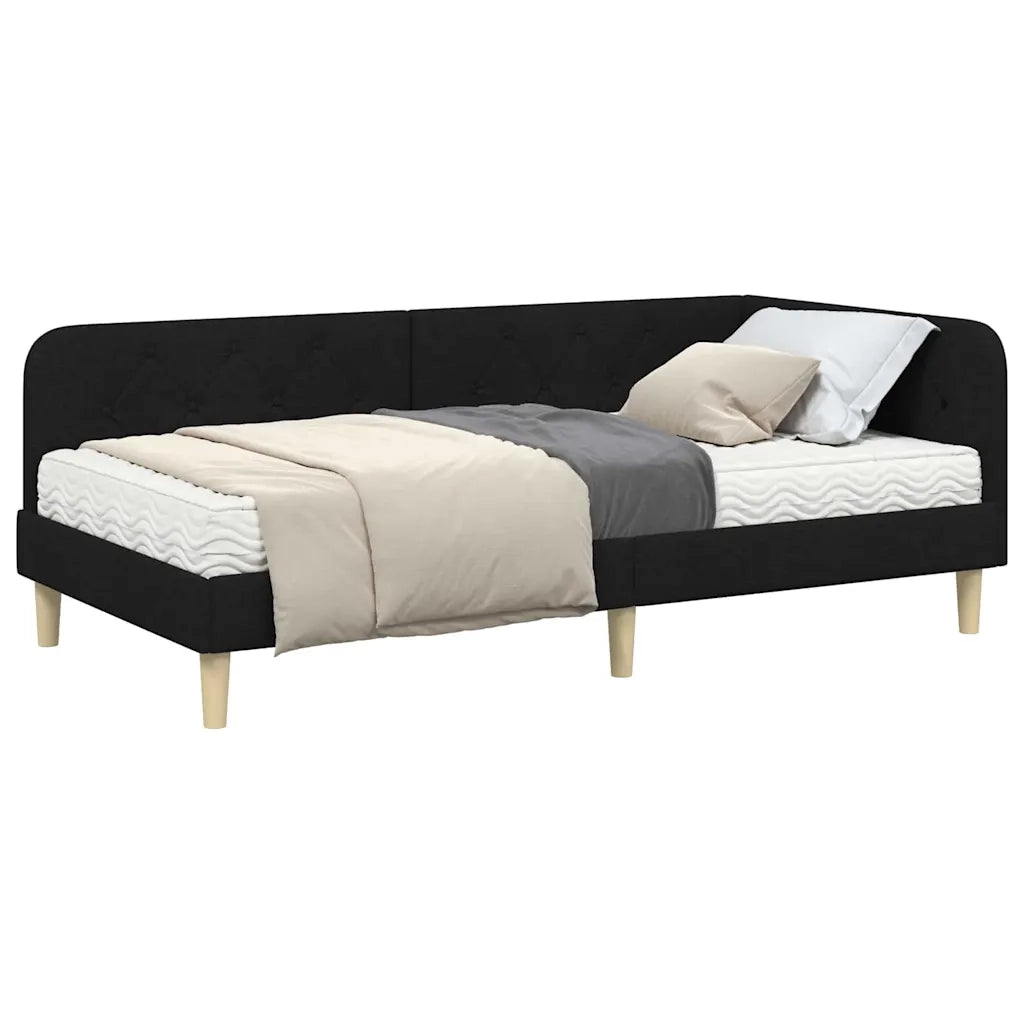Cornice del letto ad angolo Nero 90 x 200 cm Tessuto