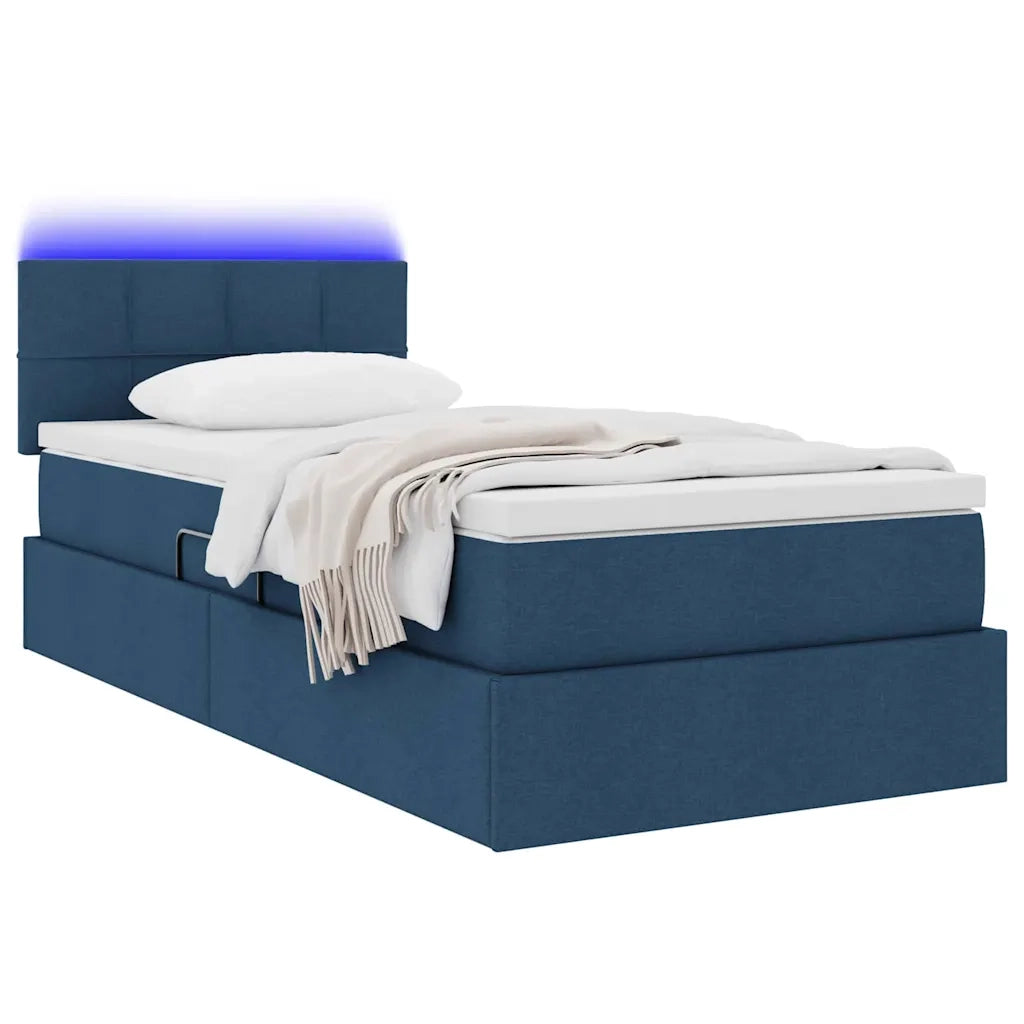 Letto con contenitore e LED con led Blu 100 x 200 cm Tessuto 3371129