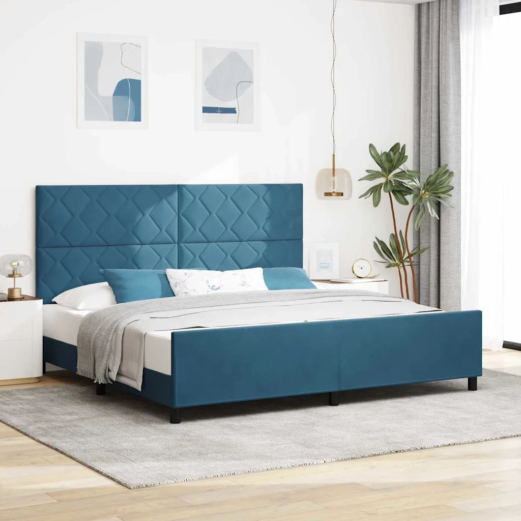 Letto a molle con testiera Blu Scuro 200 x 200 cm Velluto 3345033