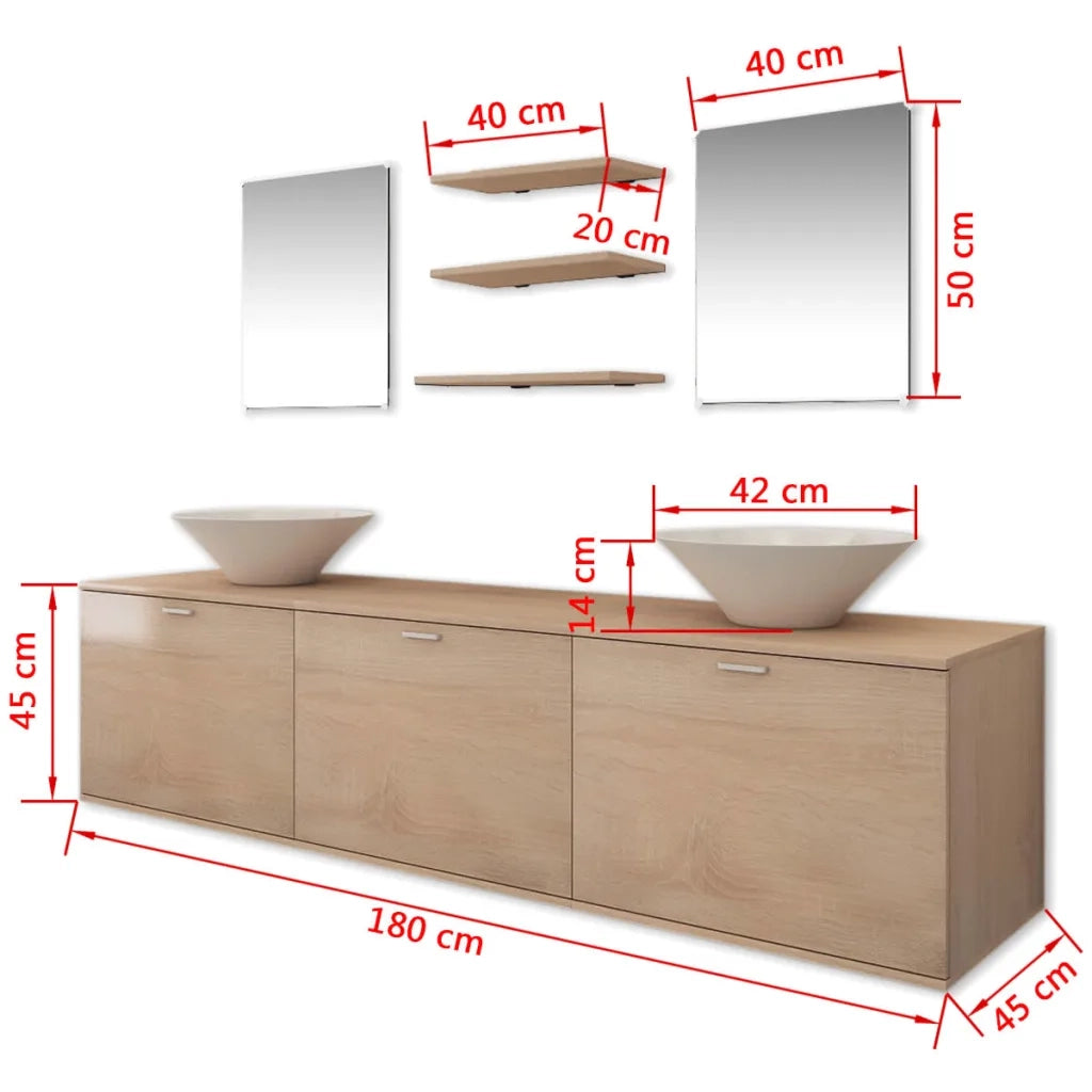 Mobili da Bagno con Lavabo Set 8 pz Beige 272234