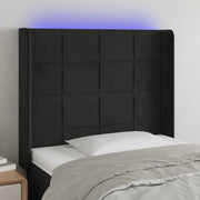 Testiera a LED Nera 103x16x118/128 cm in Velluto 3124092