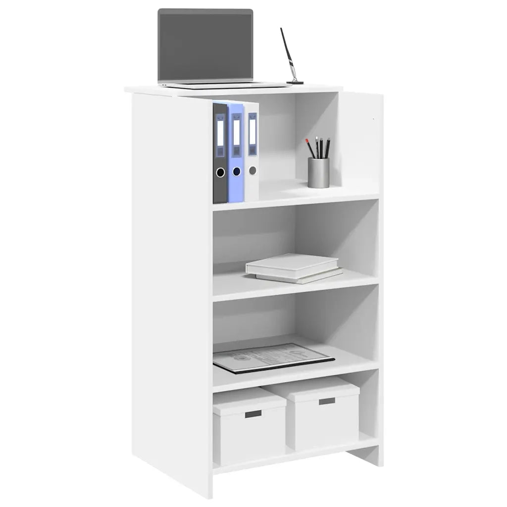 Scrivania per Reception Bianca 55x50x103,5 cm in Legno Massello 859015