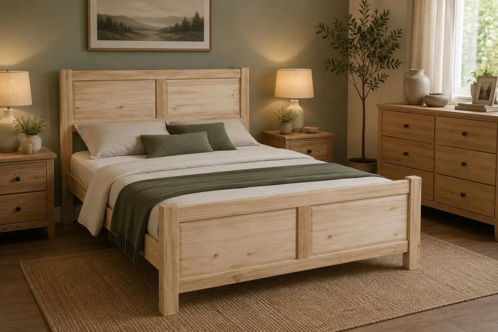 Letto matrimoniale arte povera legno grezzo 173x209x107 - Mobili 2G