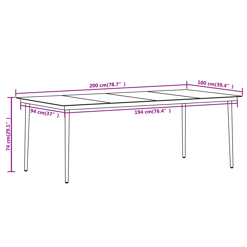 Set da Pranzo per Giardino 7 pz con Cuscini Polyrattan e Vetro 3099731