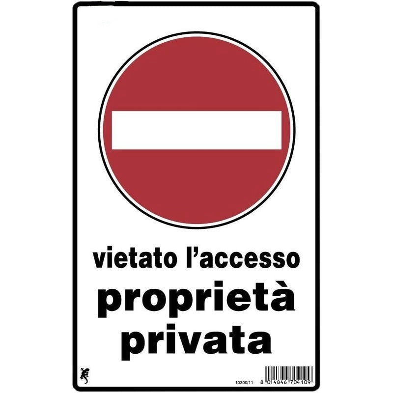 Cartello in plastica "vietato l'accesso proprietà privata" 30 x 20 cm