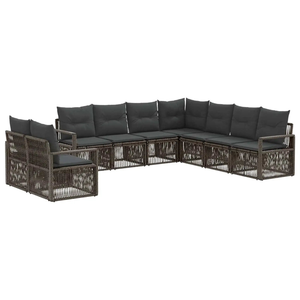 Set Divano da Giardino 9 pz Grigio polyrattan 3435752