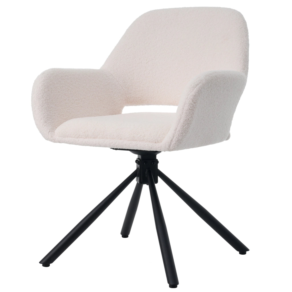 Sedia da pranzo girevole - Zephmum - 2 Pezzi - Bianco - Tessuto Sherpa