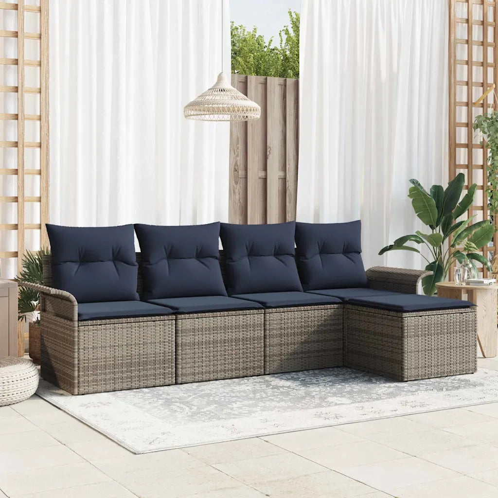 Set Divano da Giardino 5 pcs Grigio polyrattan 3353994