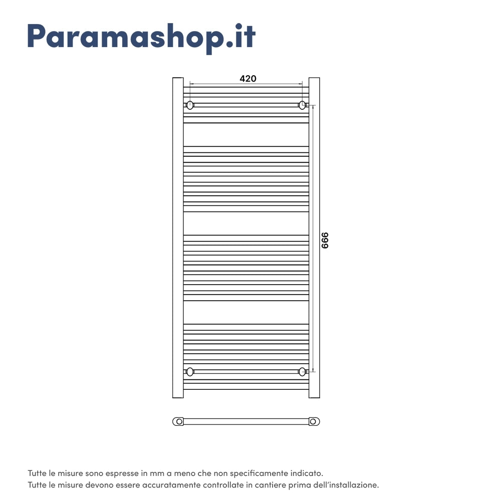 Termoarredo scaldasalviette 1200x550 bianco interasse 500 | Antares
