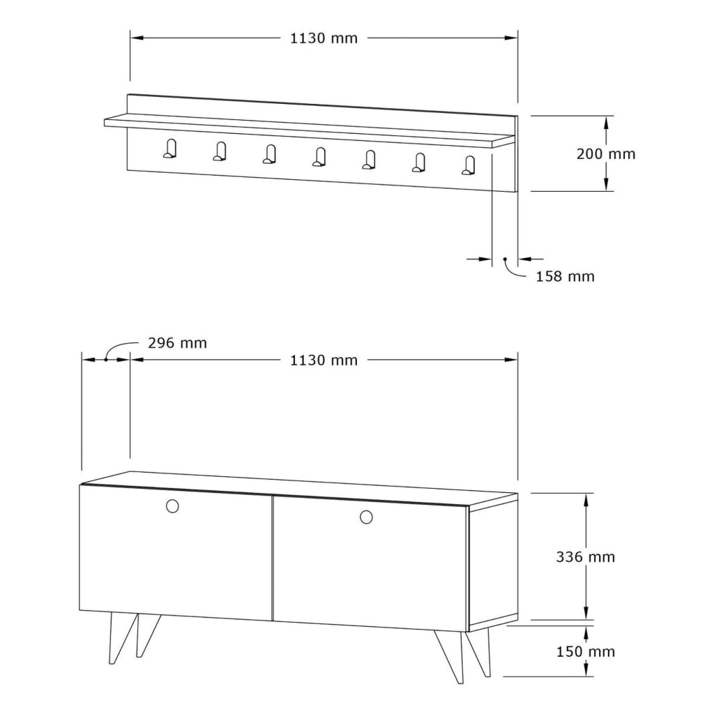 Serina, Mobile da Ingresso Appendiabiti, 113x35x49h cm Marrone Noce