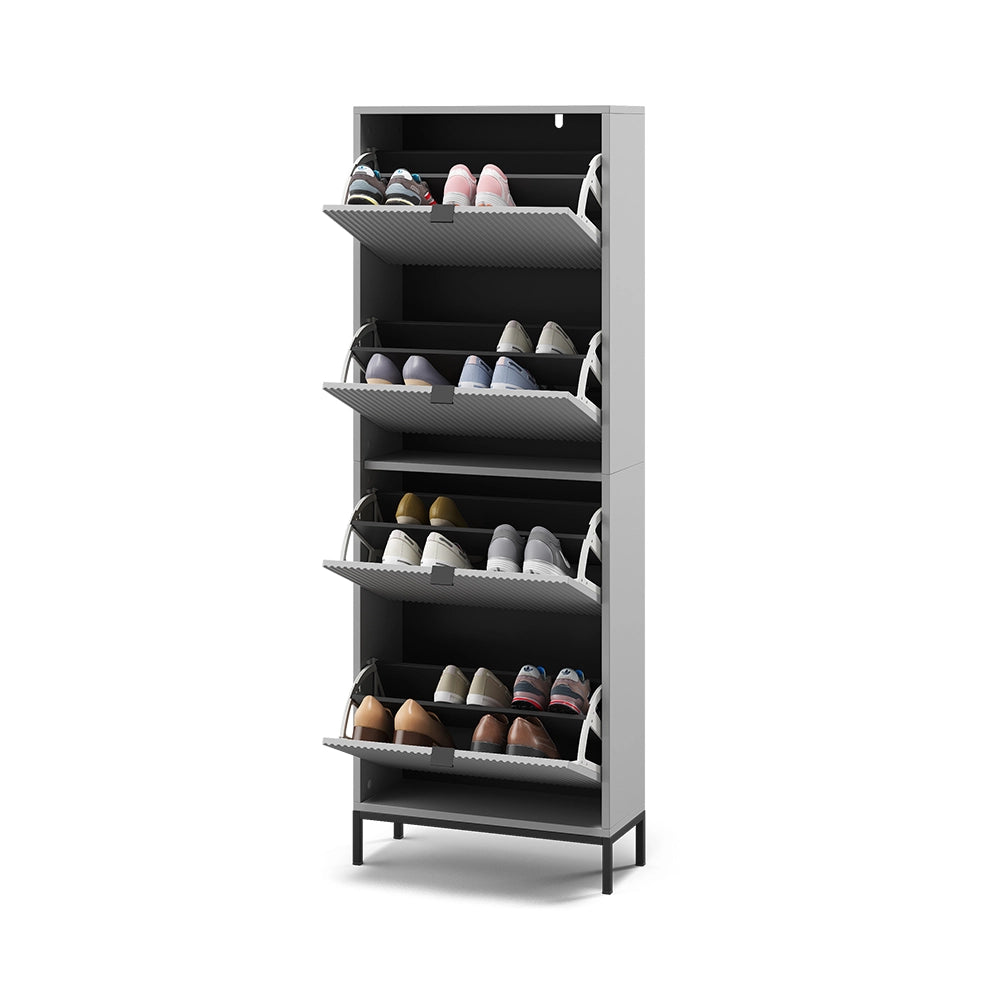 Vicco Scarpiera da ingresso Grigio 60 x 168 cm con 4 cassetti pieghevoli