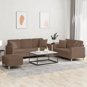 Set di Divani 3 pz con Cuscini Marrone in Tessuto 3202145