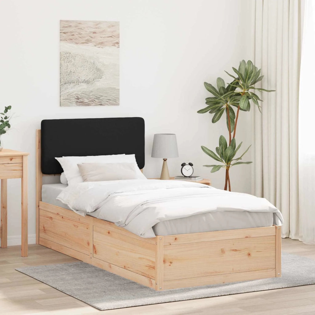 Letto con Testiera Rivestita-Struttura Letto con Testiera Nero 100 x 200 cm Pino massello 553290