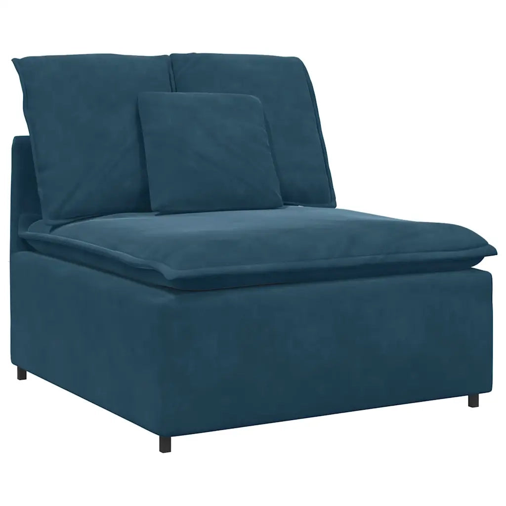 Divano Modulare con Poggiapiedi e Cuscini Blu 3321068