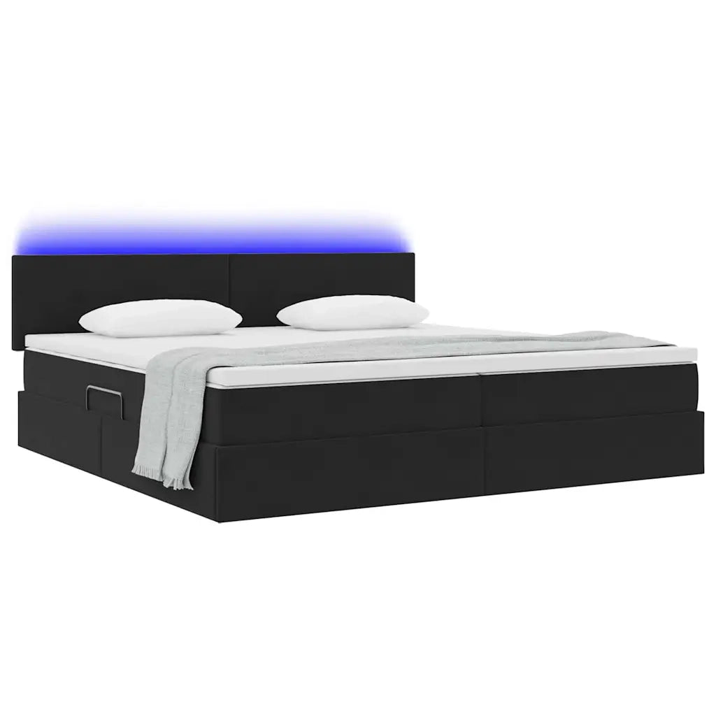 Letto con contenitore e LED con led Nero 200 x 200 cm Velluto 3371357