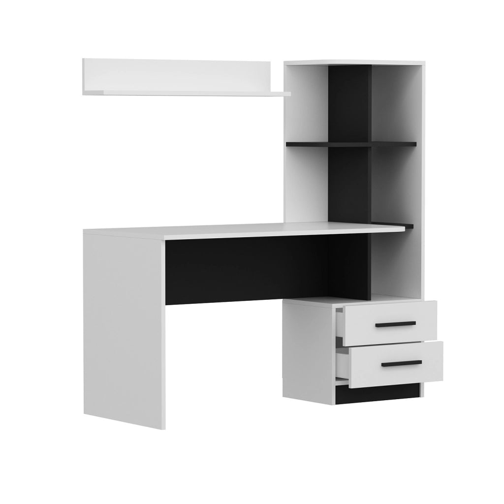Scrivania in legno "Alaska" - 146 x 60 x 142 cm - Bianco, Nero