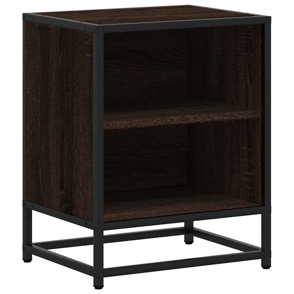 Comodini Rovere Marrone 2 pz Legno Multistrato Metallo 848708