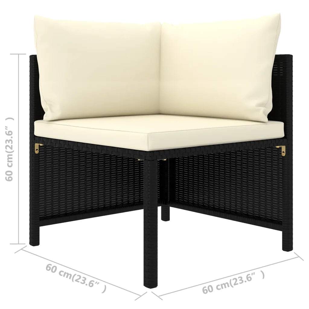 Set Divani da Giardino 9 pz con Cuscini in Polyrattan Nero 3059792