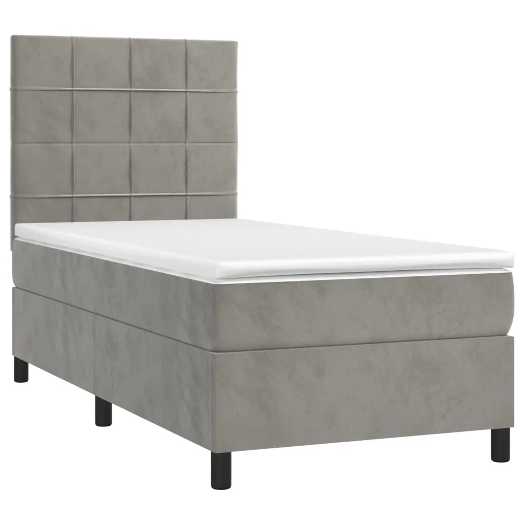 Letto a Molle Materasso e LED-Struttura Letto con Materasso Grigio Chiaro 80x200 cm Velluto 301158