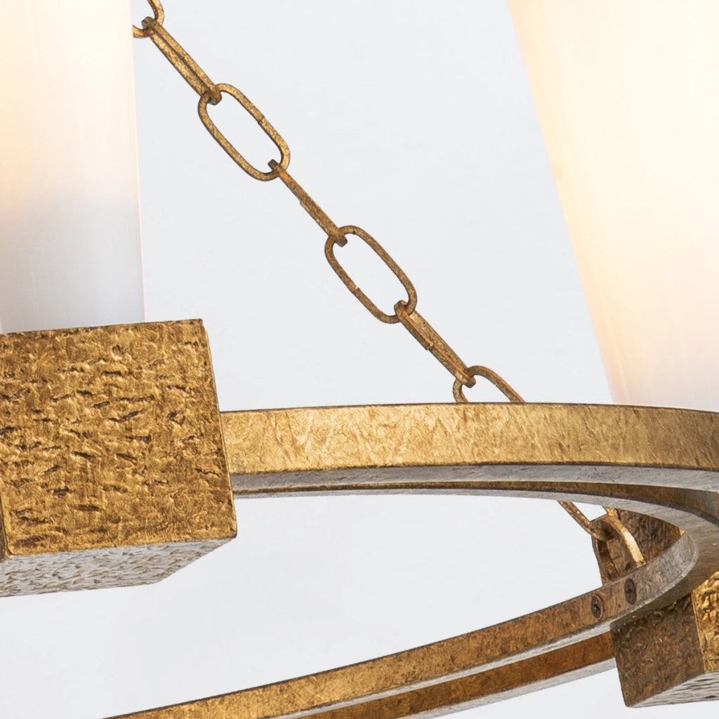 Lampadario Art Déco oro Ø84 4xE27 opale Kristy Elstead