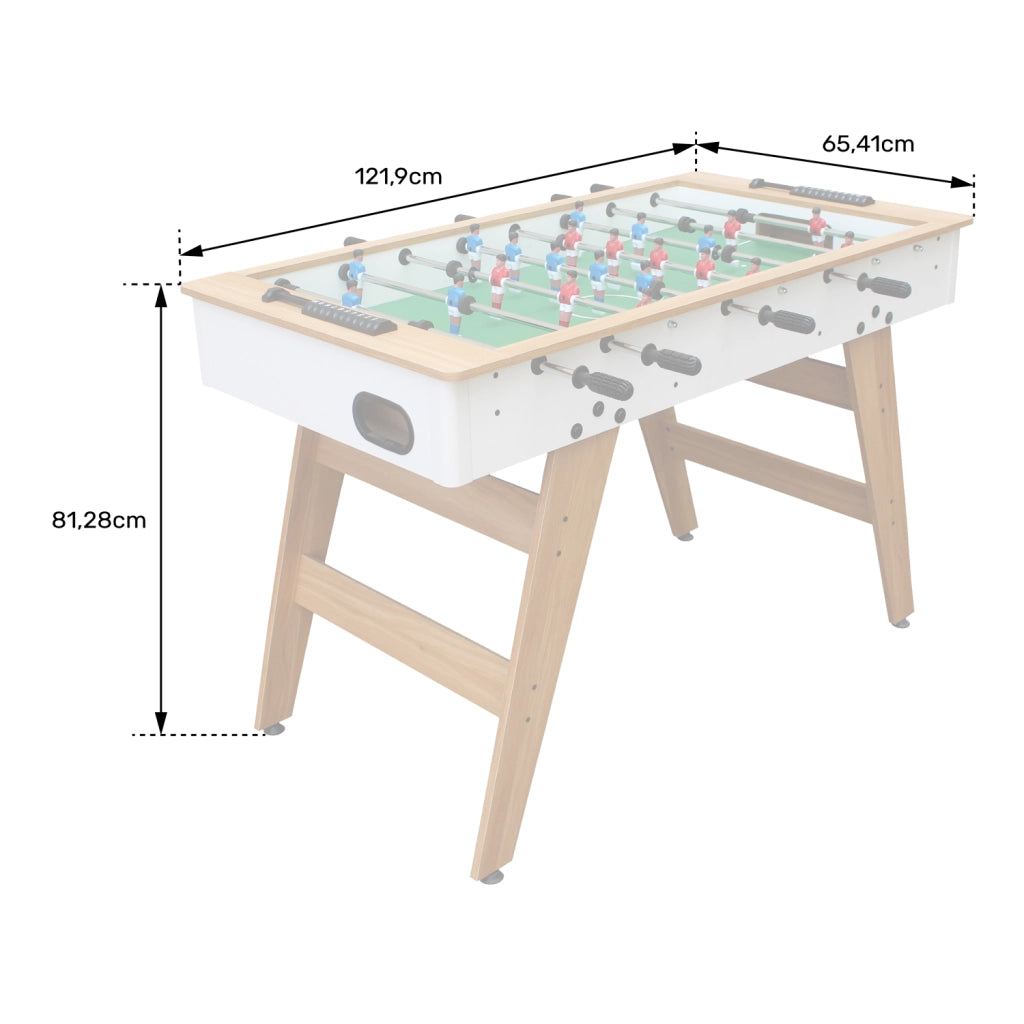 Calciobalilla 120cm bianco e legno