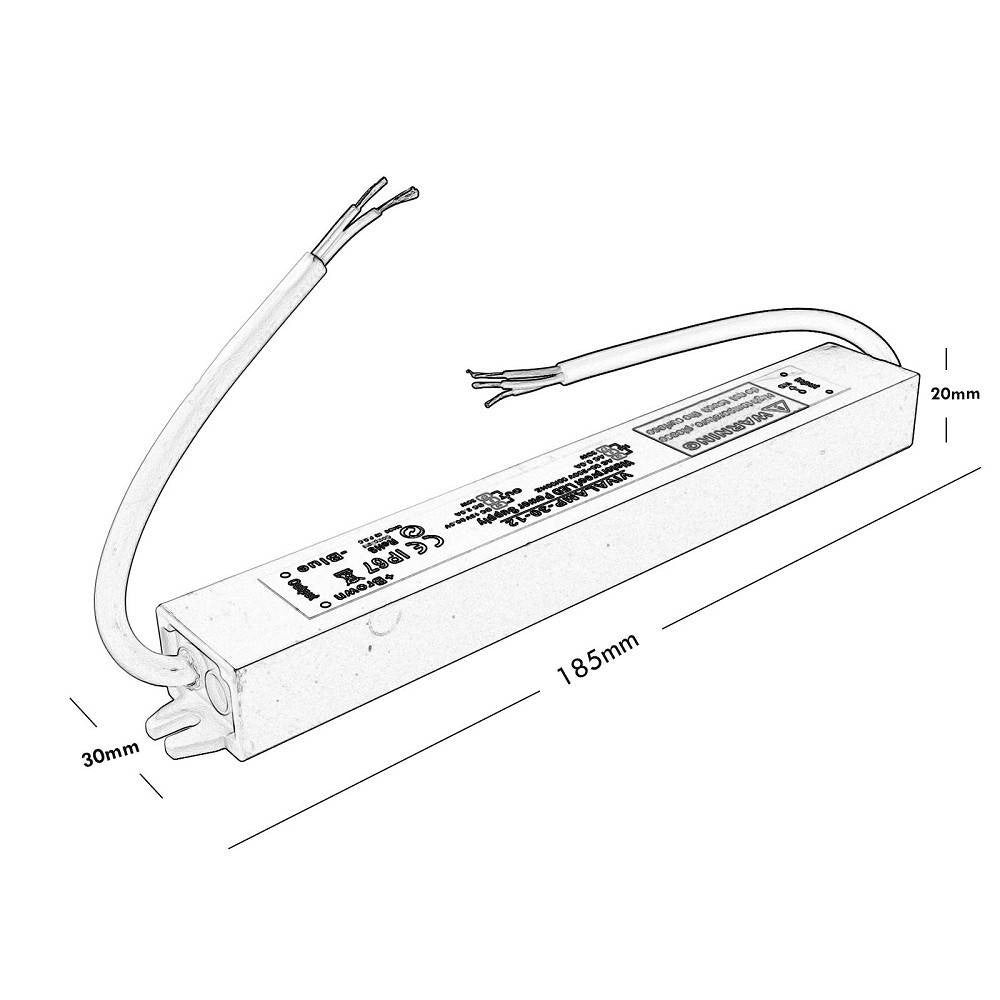 Trade Shop - Alimentatore Slim 20w Trasformatore Impermeabile Strisce Led Lampade Telecamere -