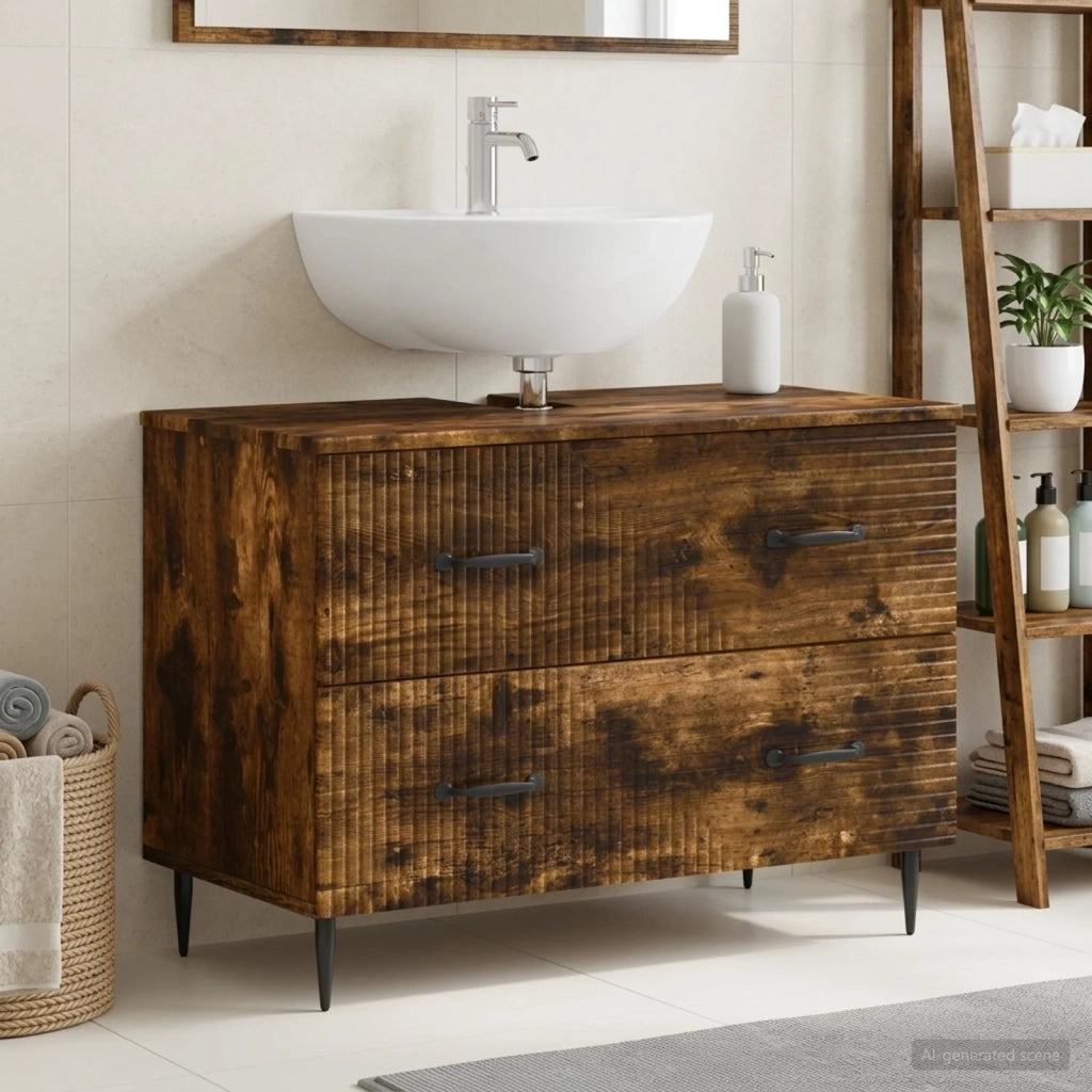 Armadio per Lavabo da Bagno HAARLEM Rovere Fumo 896800