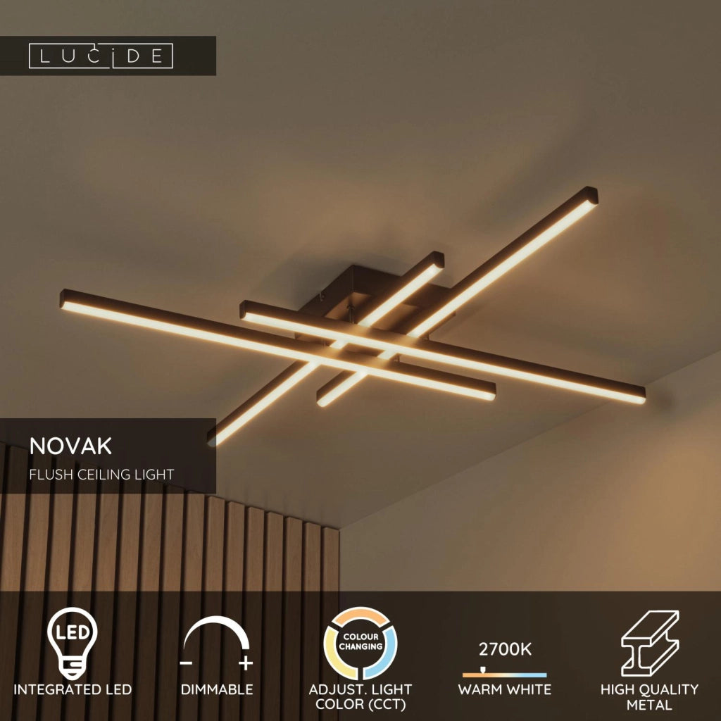 Lampada da soffitto LED nera 4 luci NOVAK Lucide