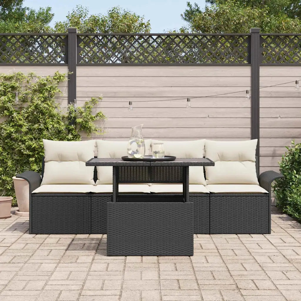 Set Divano da Giardino 5 pcs Nero Rattan in Polipropilene 3356920