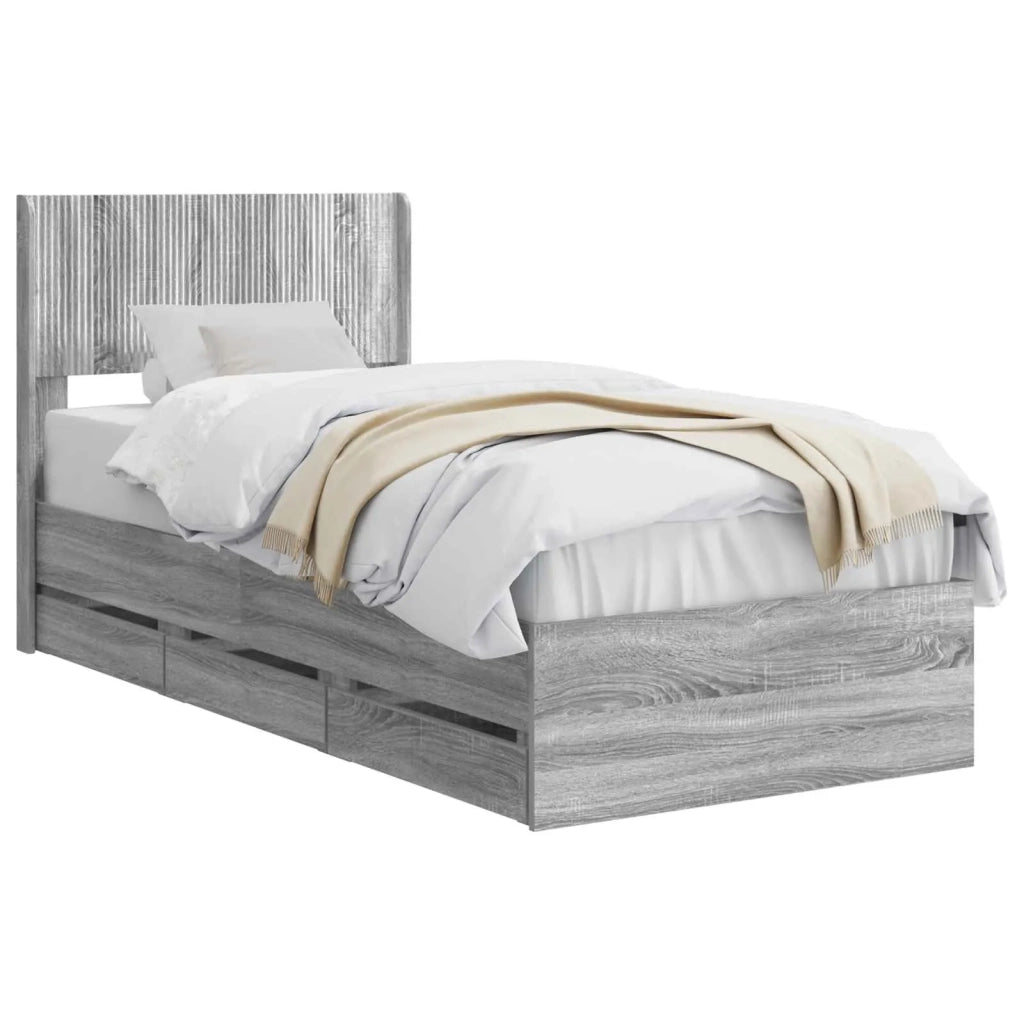 Struttura del letto con stoccaggio e testata Sonoma grigio 3414512