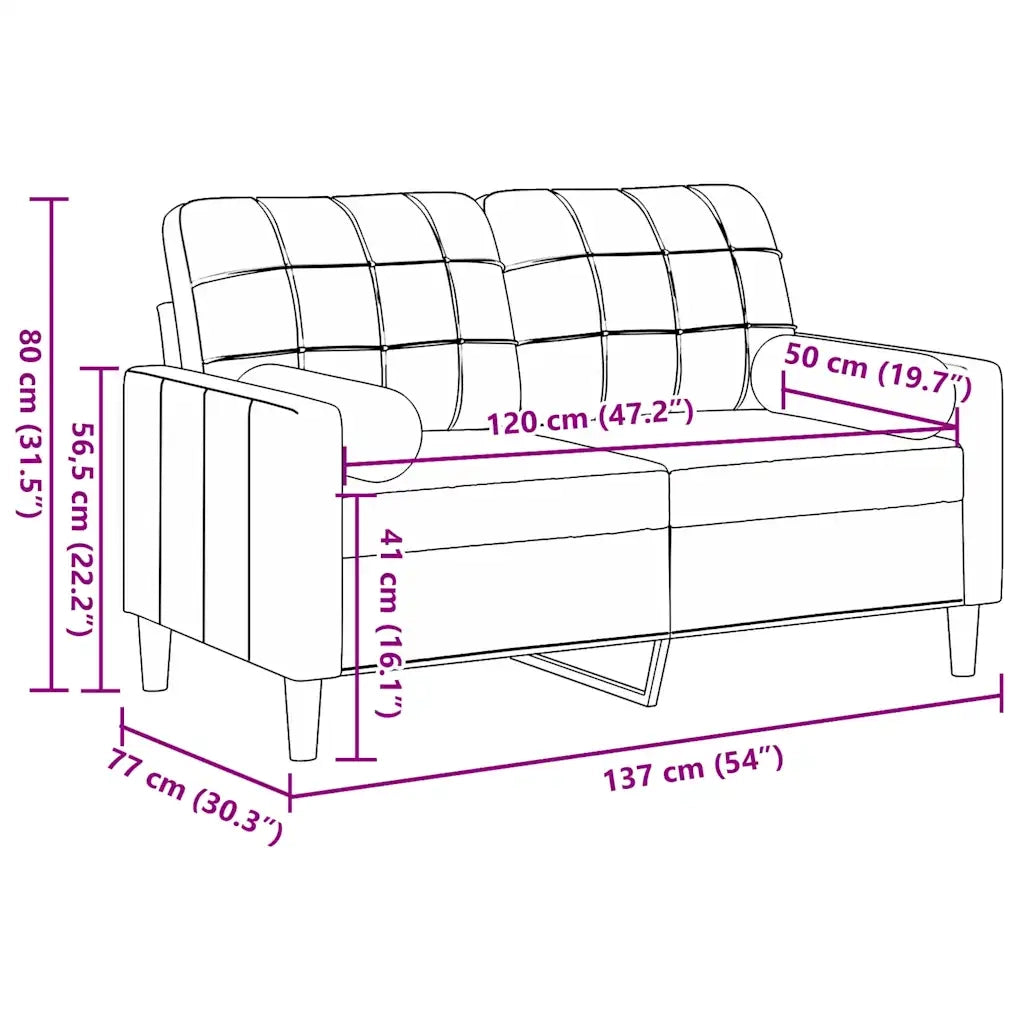 Divano a 2 Posti con Cuscini-Sofa 2 Posti con Cuscini Marrone 120 cm in Velluto 248479