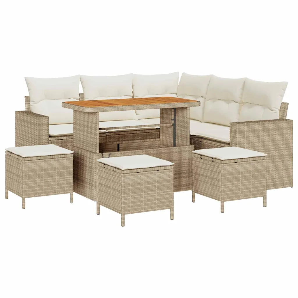 Set Divano da Giardino 9 pcs Beige polyrattan 3361621