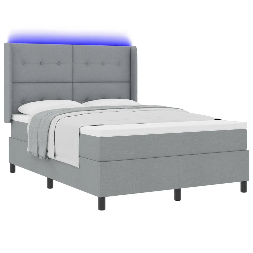 Letto a Sorgente LED Grigio chiaro 140 x 190 cm Tessuto 3343497