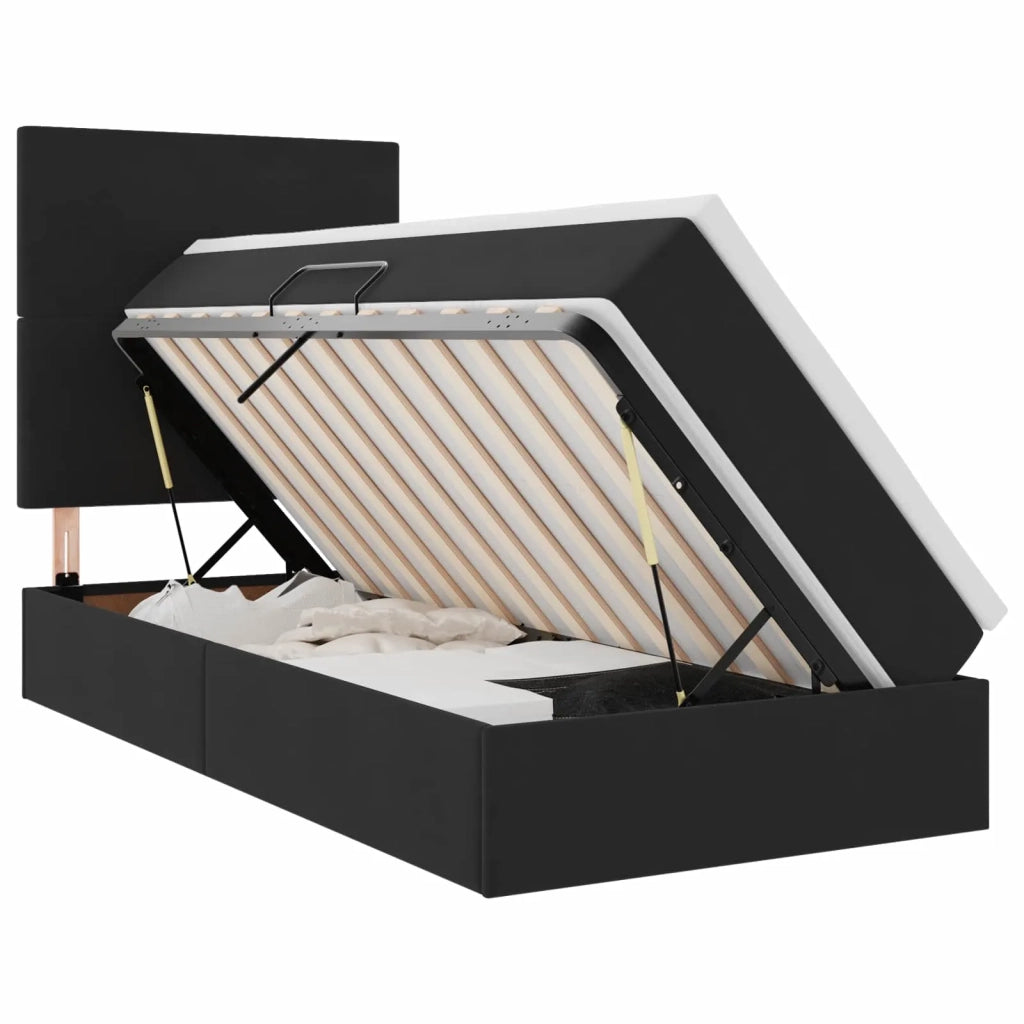 Letto con contenitore e LED con led Nero 90 x 190 cm Velluto