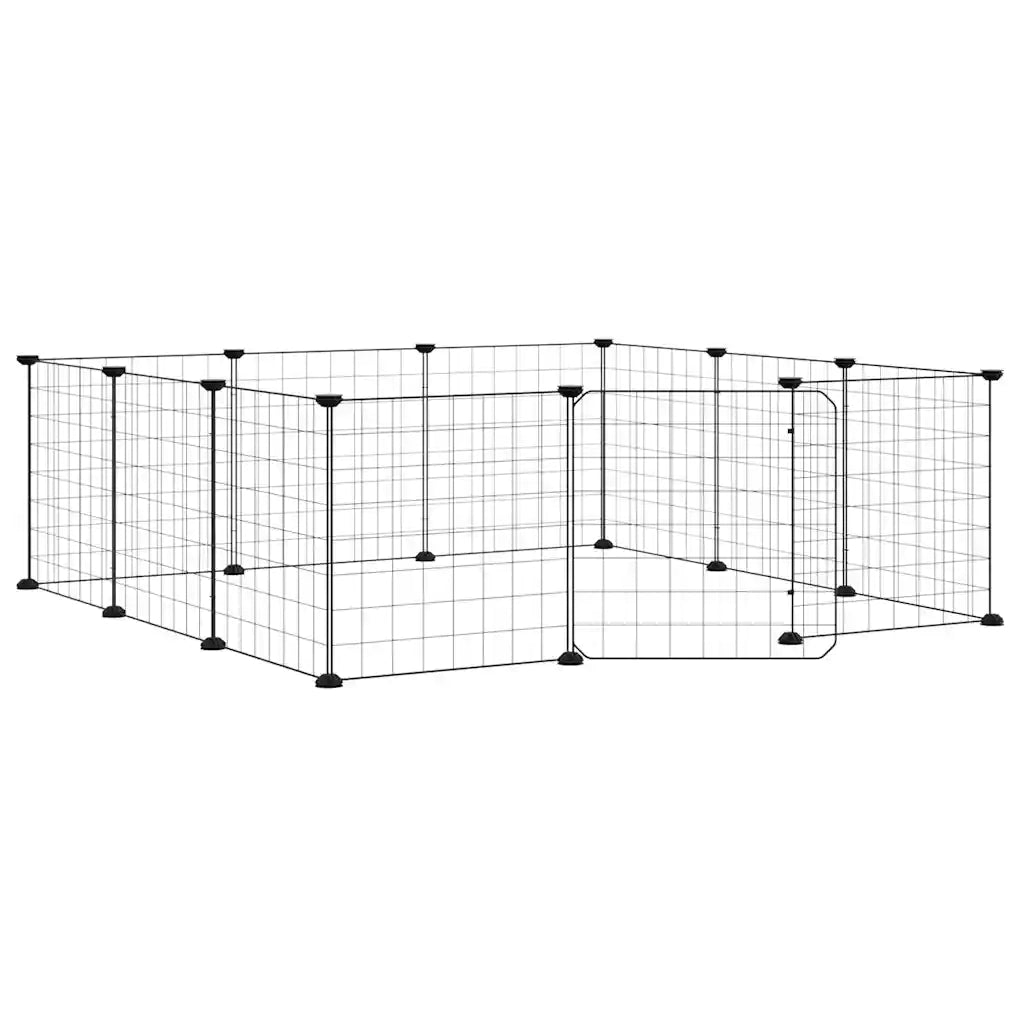 Gabbia per animali domestici a 12 pannelli con porta nera 35x35 cm in acciaio 171623