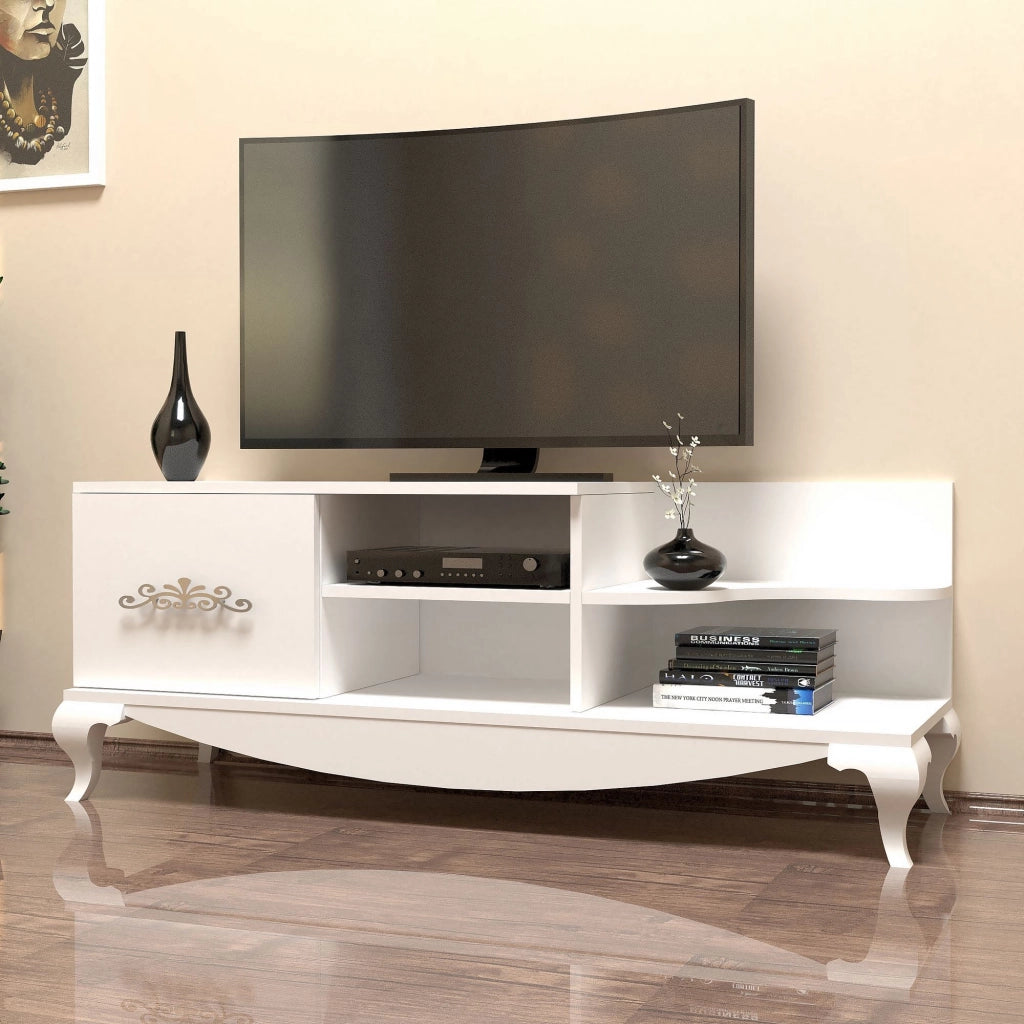 Rinaldo, Mobile Porta tv 2 Ripiani, 130x45x51h cm Bianco
