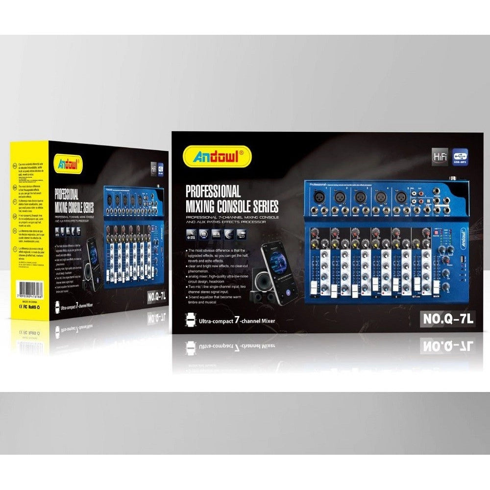 Trade Shop - Console Missaggio Mixer Professionale 7 Channel Mixing Serie Usb Bluetooth Q-7l -